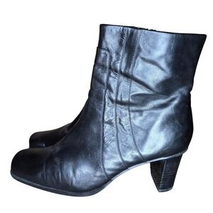 Liz Claiborne Trinity Black Leather Block Heel Ankle Boots Women's Size 6M